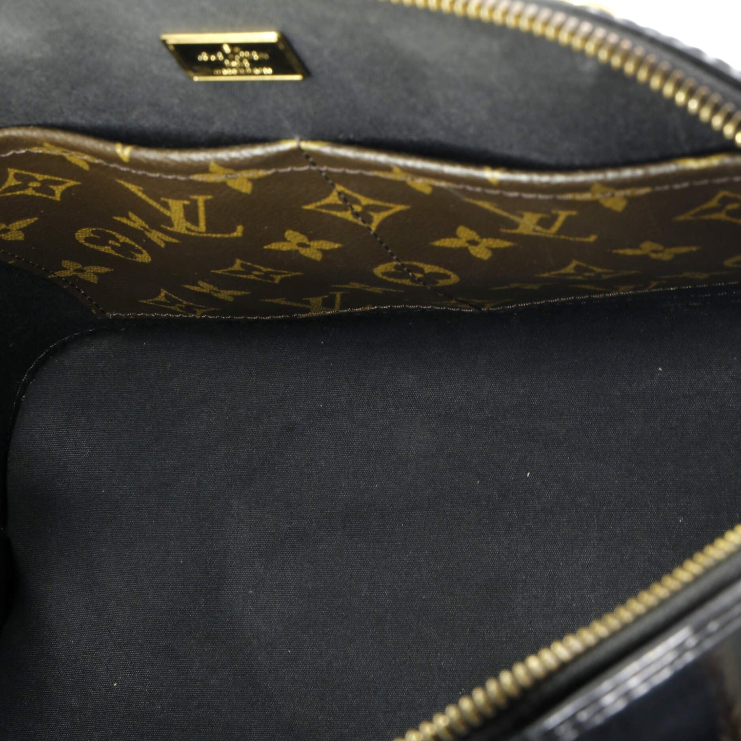 Alma Handbag Vernis with Monogram Canvas PM