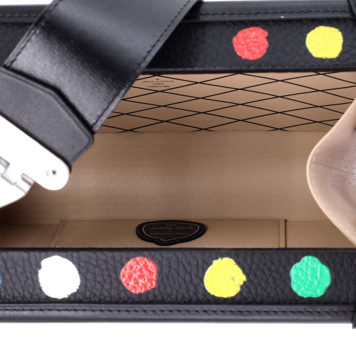 Petite Malle Handbag Yayoi Kusama Painted Dots Taurillon Leather