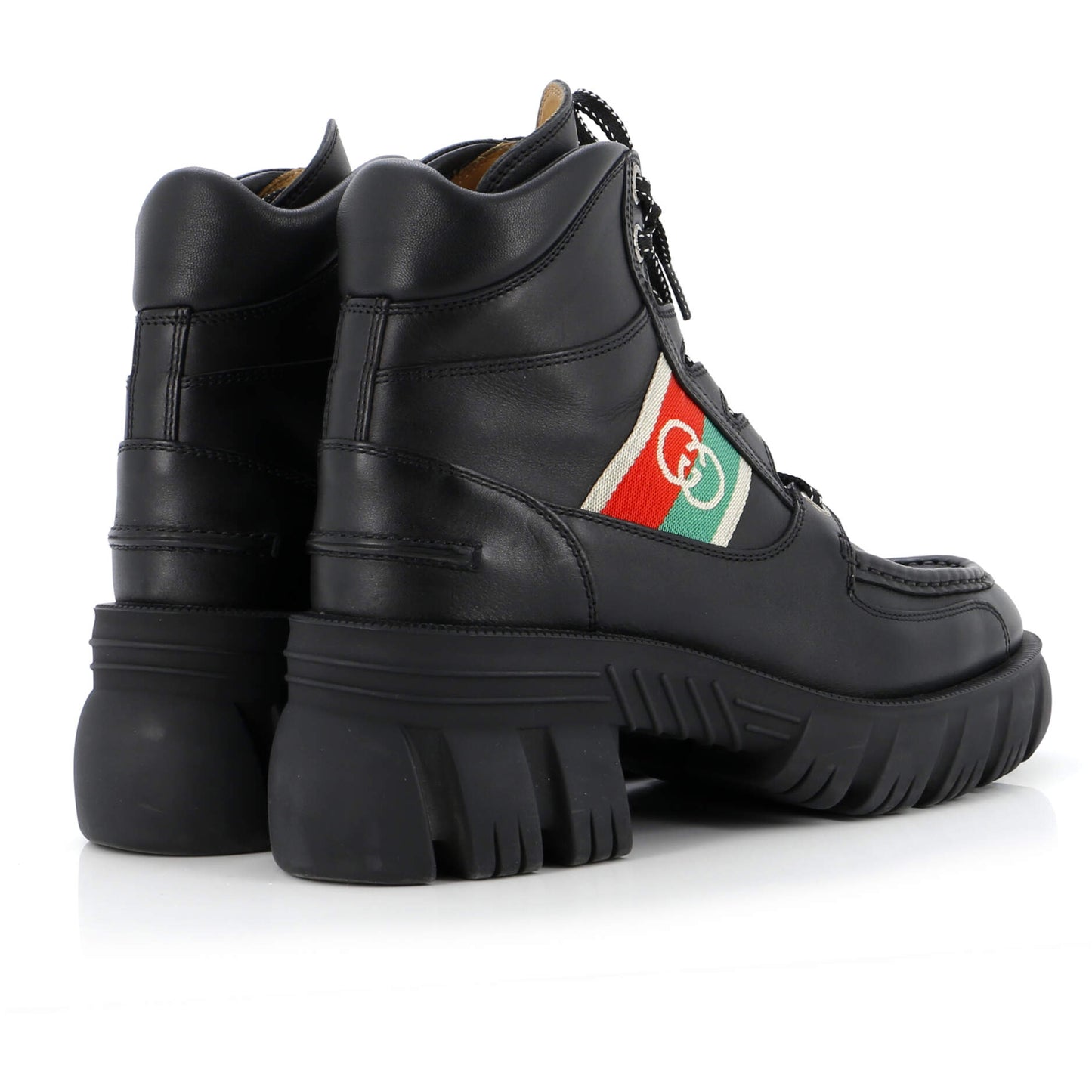 Women's Quebec Web Lace Up Combat Boots Leather