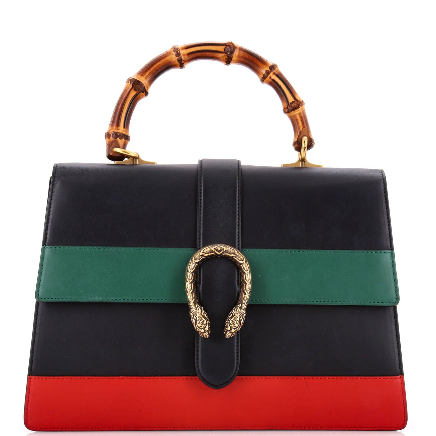 Dionysus Bamboo Top Handle Bag Colorblock Leather Large