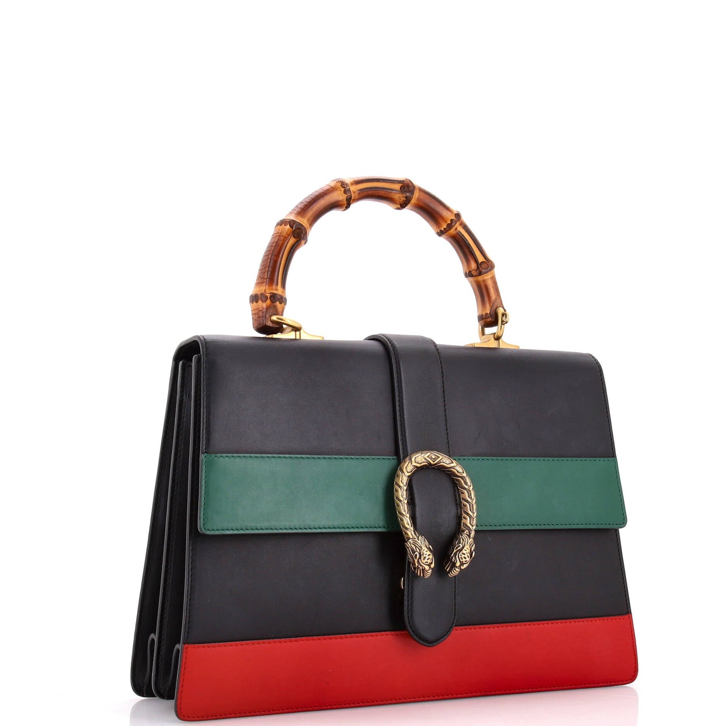 Dionysus Bamboo Top Handle Bag Colorblock Leather Large