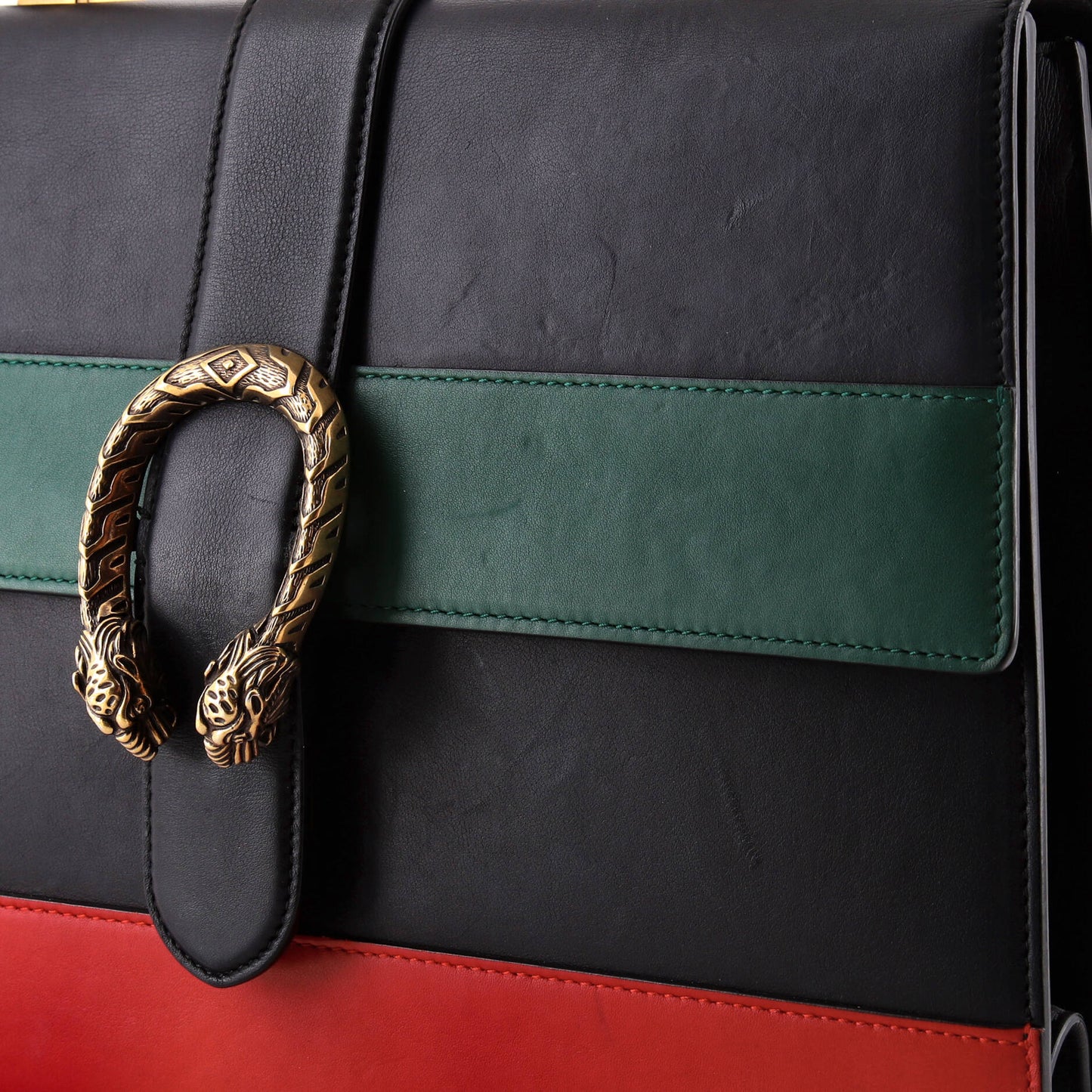 Dionysus Bamboo Top Handle Bag Colorblock Leather Large