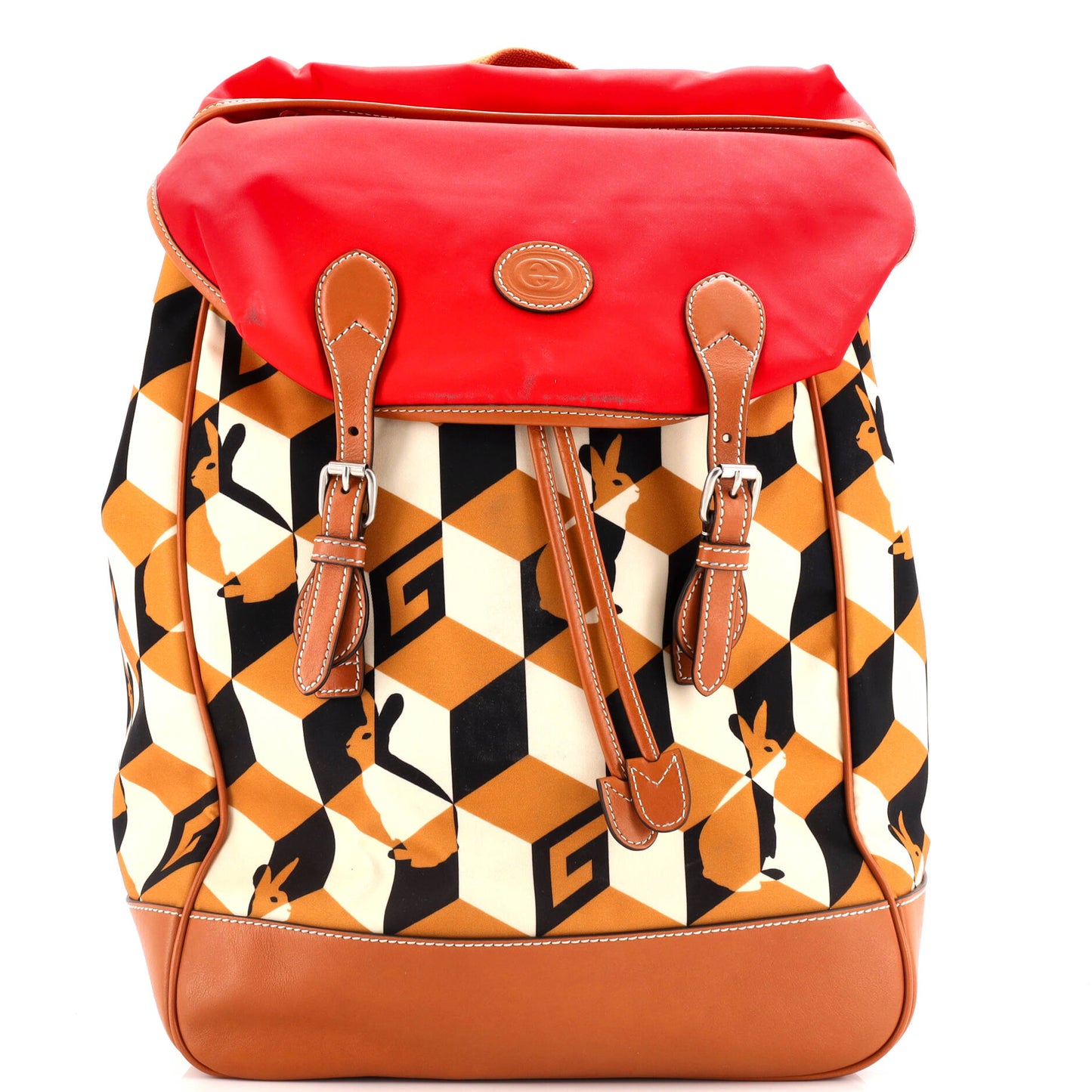 Interlocking G Patch Flap Buckle Backpack Printed Nylon and GG Coated Canvas