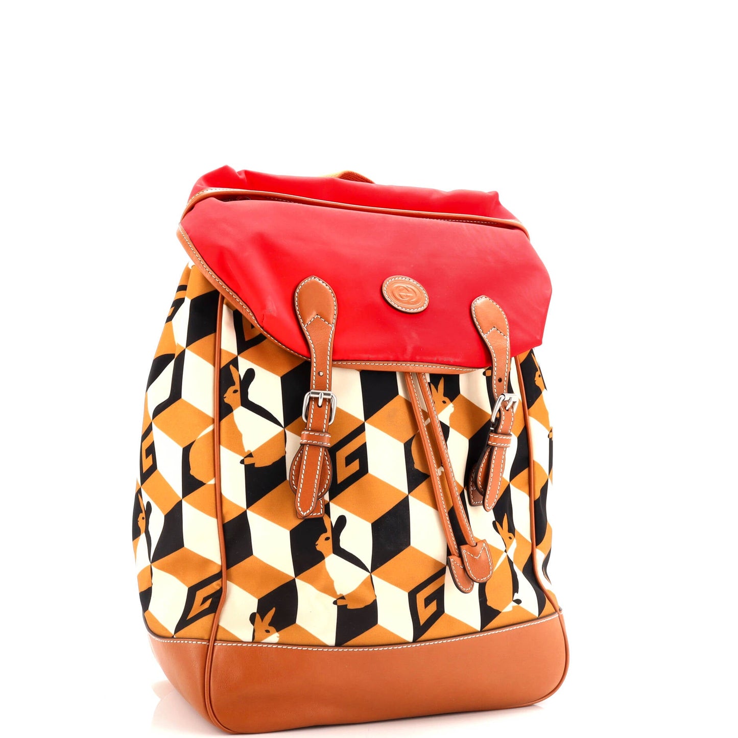 Interlocking G Patch Flap Buckle Backpack Printed Nylon and GG Coated Canvas