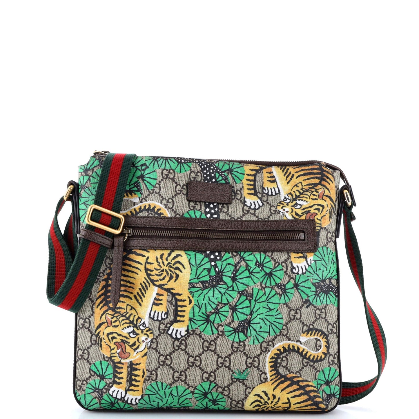 Front Zip Messenger Bengal Print GG Coated Canvas Medium