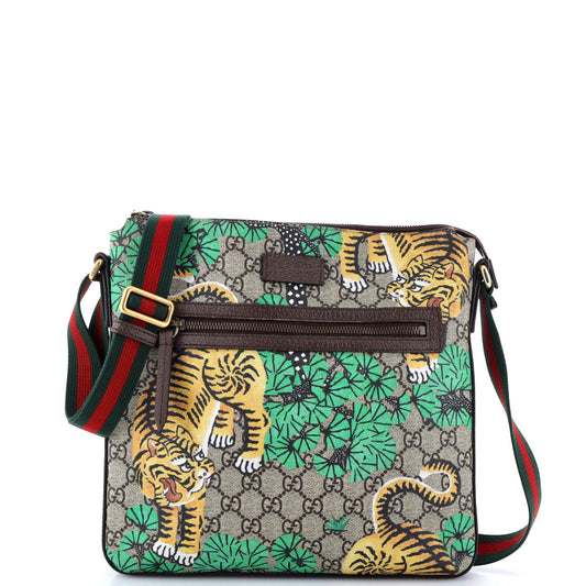 Front Zip Messenger Bengal Print GG Coated Canvas Medium