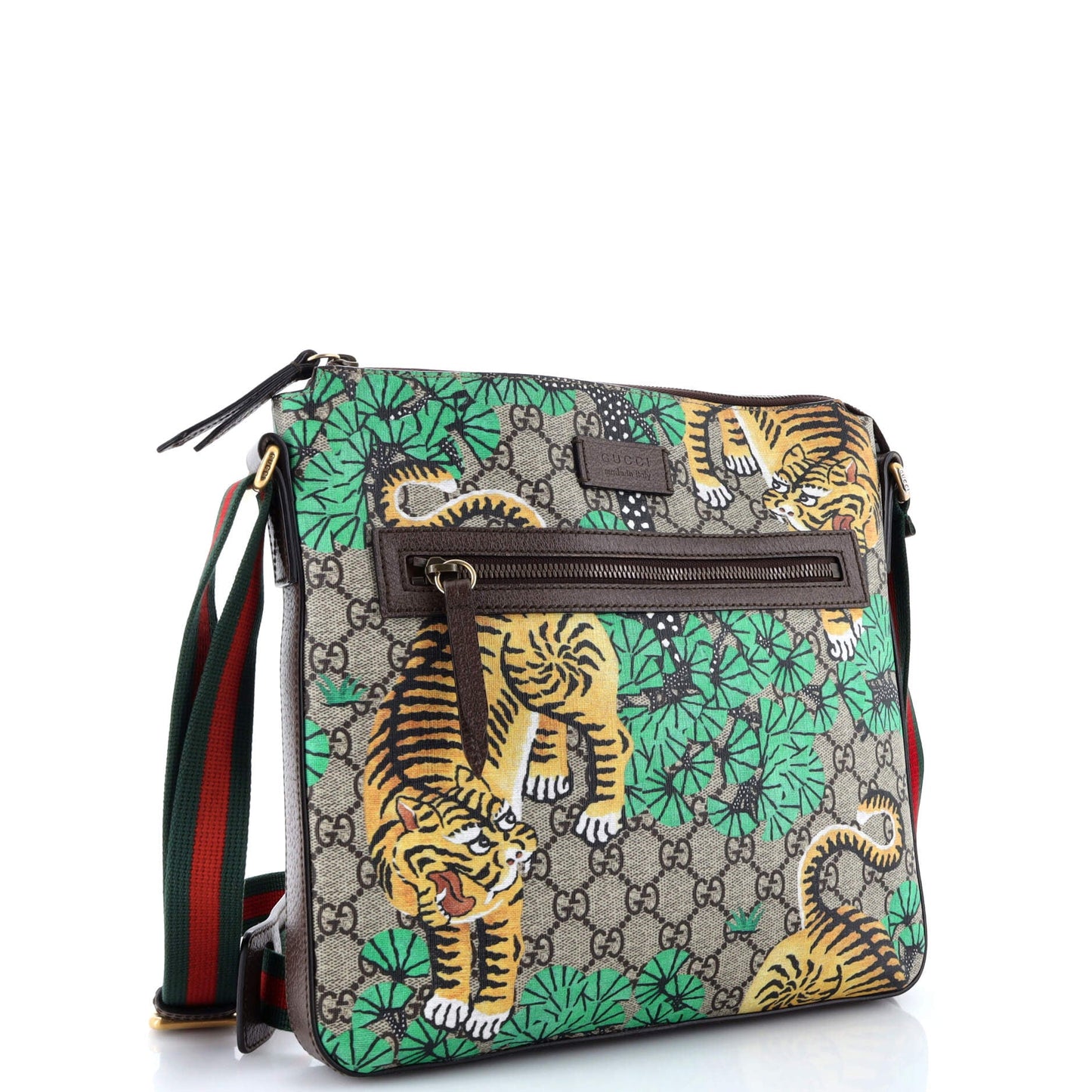Front Zip Messenger Bengal Print GG Coated Canvas Medium