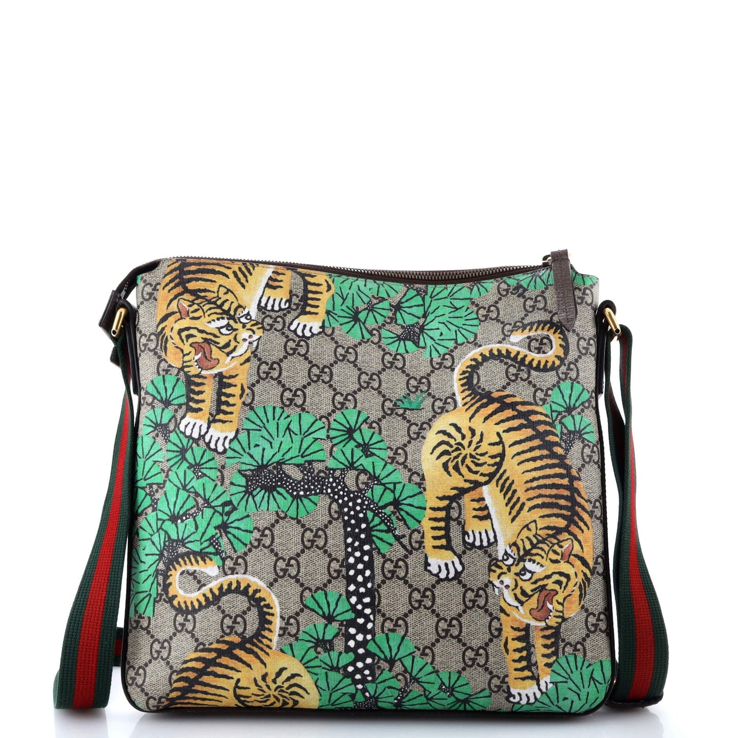 Front Zip Messenger Bengal Print GG Coated Canvas Medium