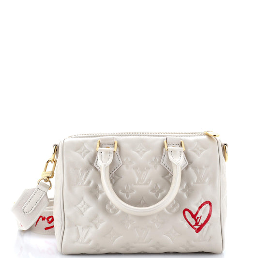 Speedy Bandouliere Bag Limited Edition Fall in Love Monogram Embossed Lambskin 22