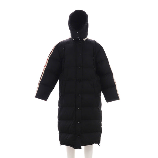 Women's Detachable Hood Sleeve Logo Long Jacket Quilted Polyamide with Down