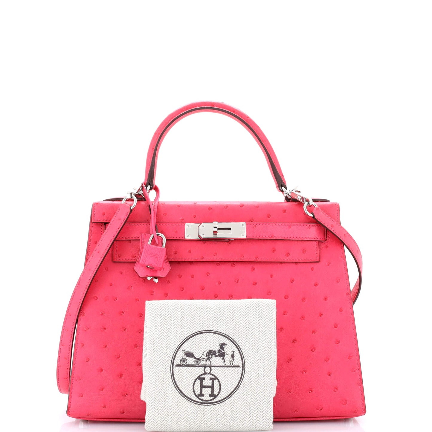 Kelly Handbag Rose Tyrien Ostrich with Palladium Hardware 28