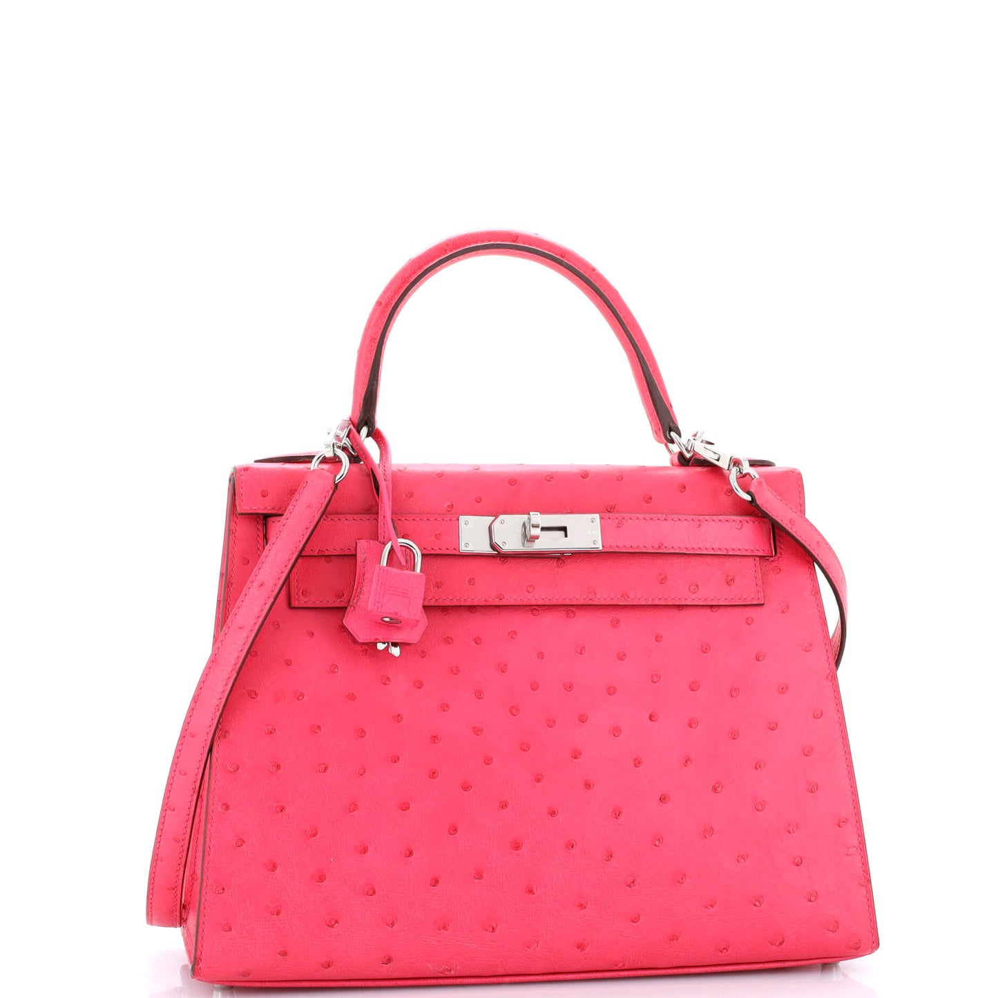 Kelly Handbag Rose Tyrien Ostrich with Palladium Hardware 28