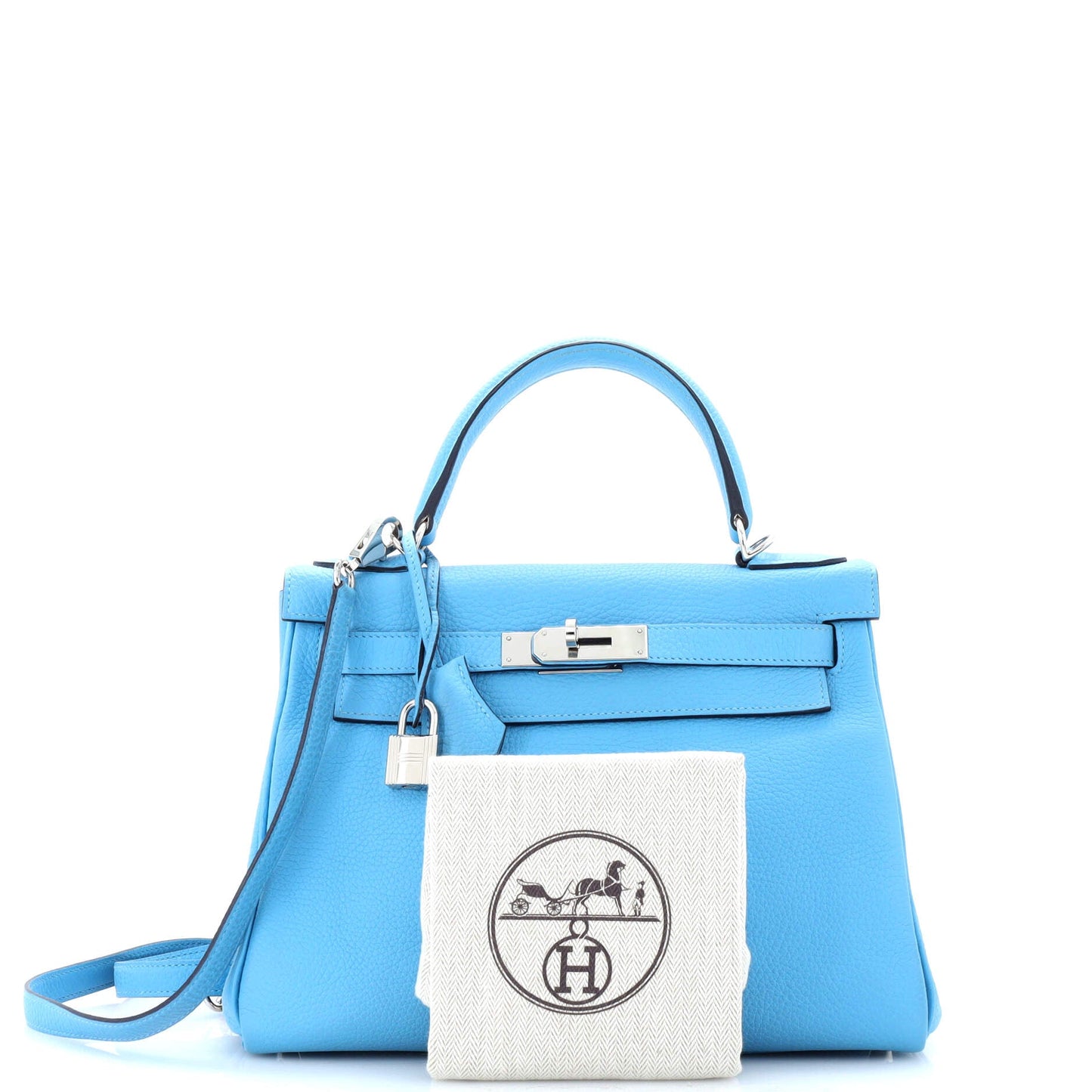 Kelly Handbag Bleu Du Nord Clemence with Palladium Hardware 28