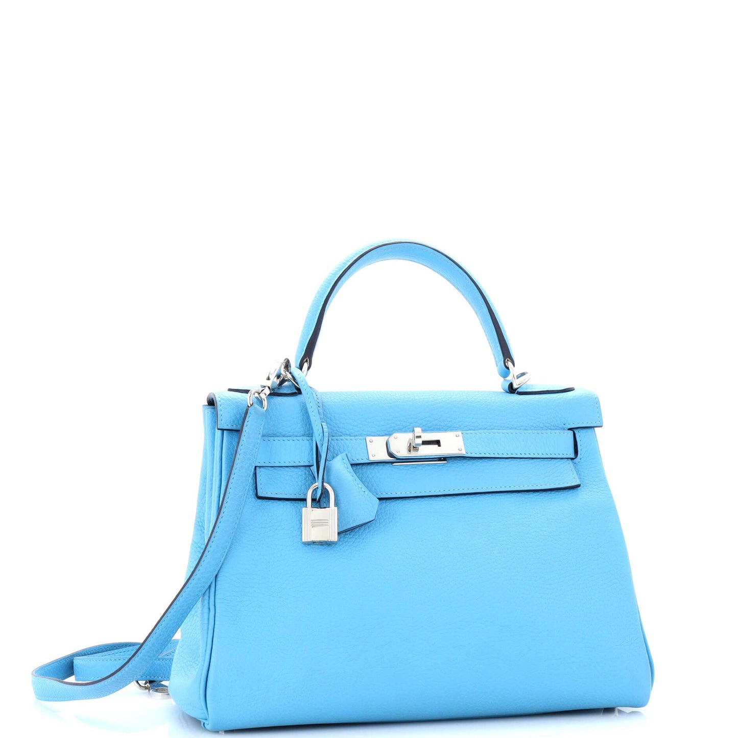 Kelly Handbag Bleu Du Nord Clemence with Palladium Hardware 28