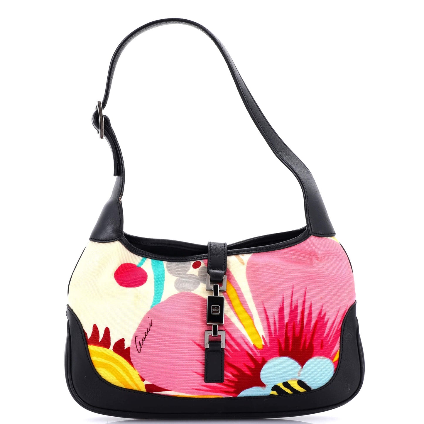 Jackie Hobo Flora Canvas with Leather Medium