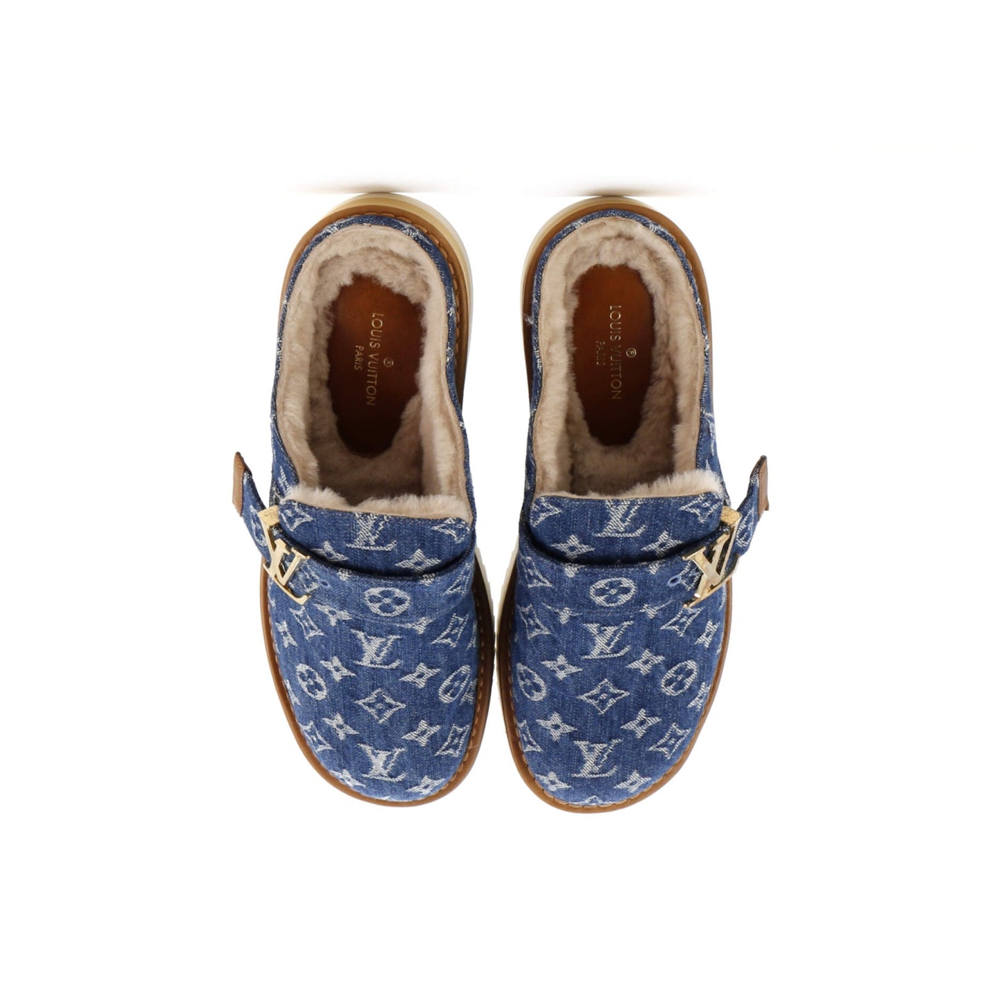Cosy Flat Clog Mules Monogram Denim