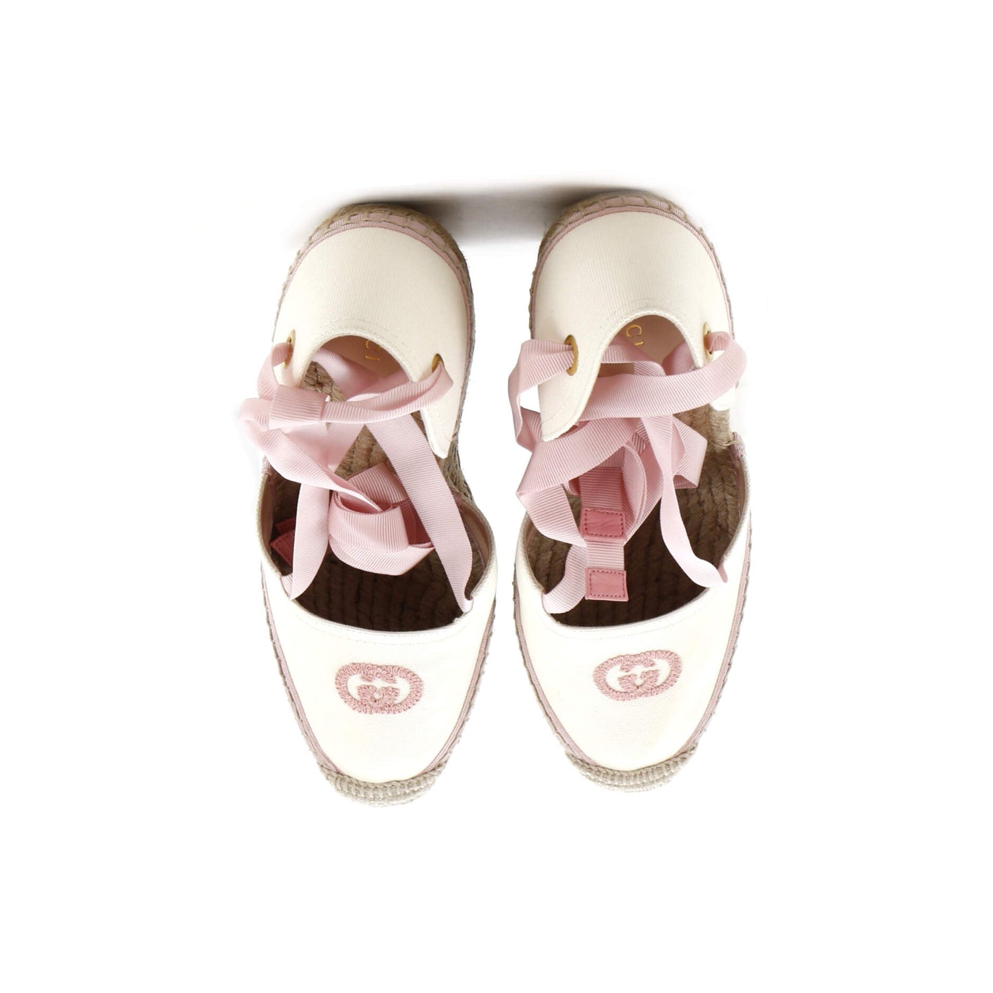 Women's Interlocking G Wedge Espadrilles Embroidered Canvas