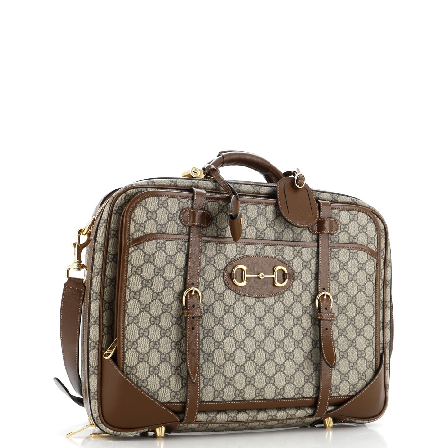 Horsebit 1955 Convertible Travel Bag GG Coated Canvas with Leather Large