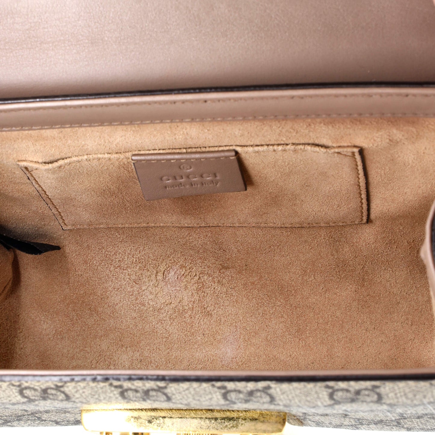 Pearly Padlock Shoulder Bag GG Coated Canvas with Studded Leather Small