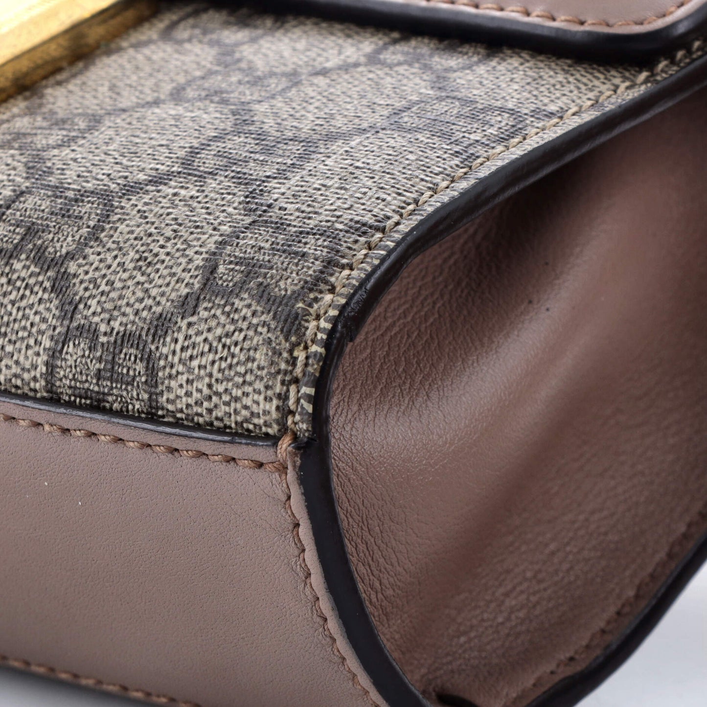 Pearly Padlock Shoulder Bag GG Coated Canvas with Studded Leather Small