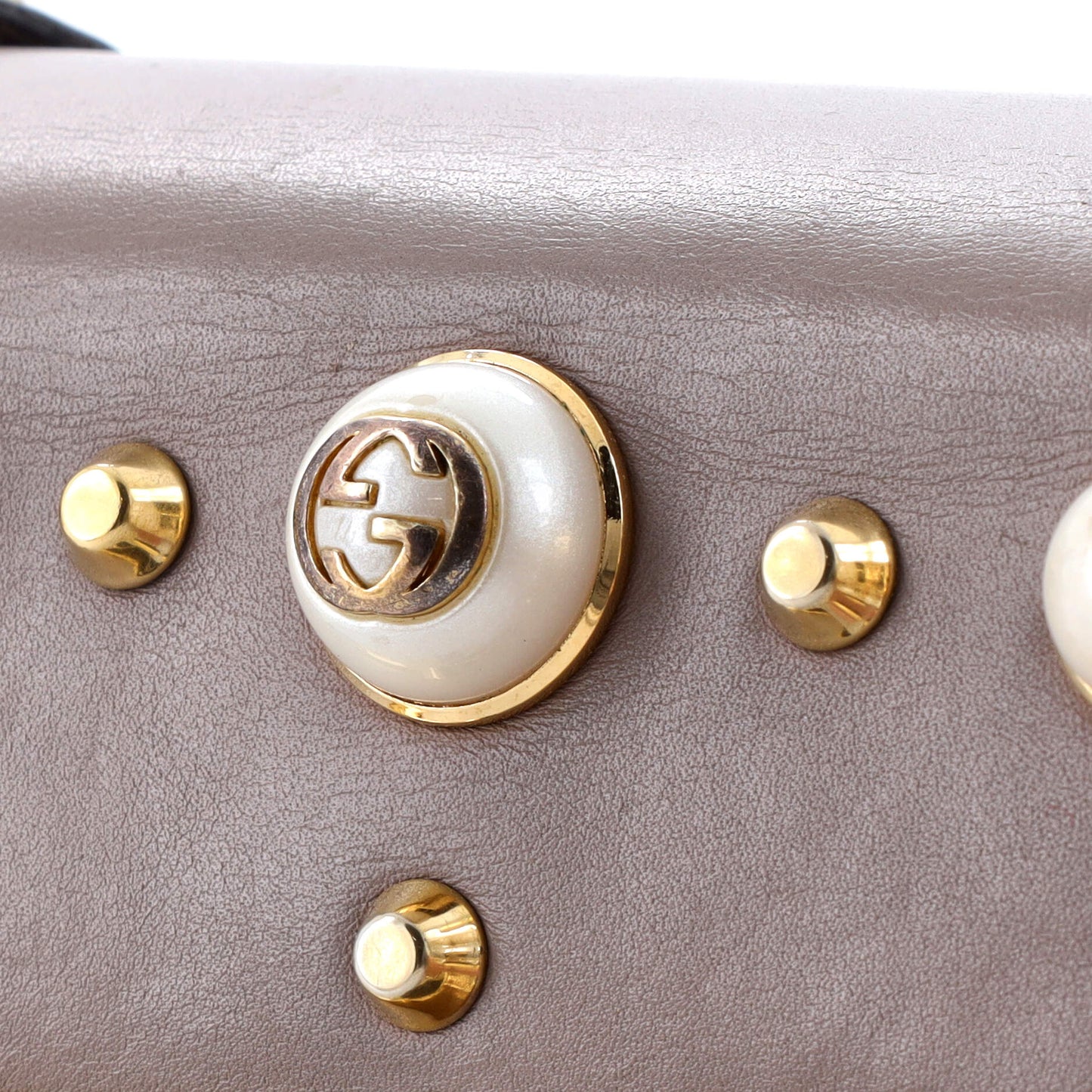 Pearly Padlock Shoulder Bag GG Coated Canvas with Studded Leather Small