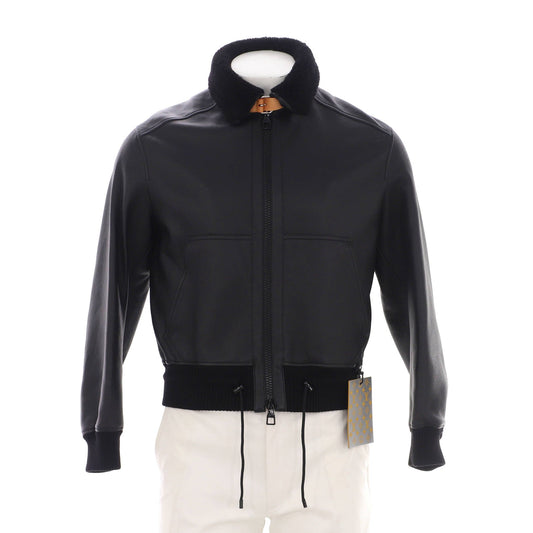 Men's Aviator Belted Collar Jacket Leather with Shearling