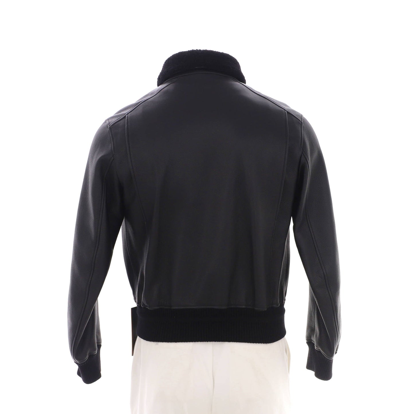 Men's Aviator Belted Collar Jacket Leather with Shearling