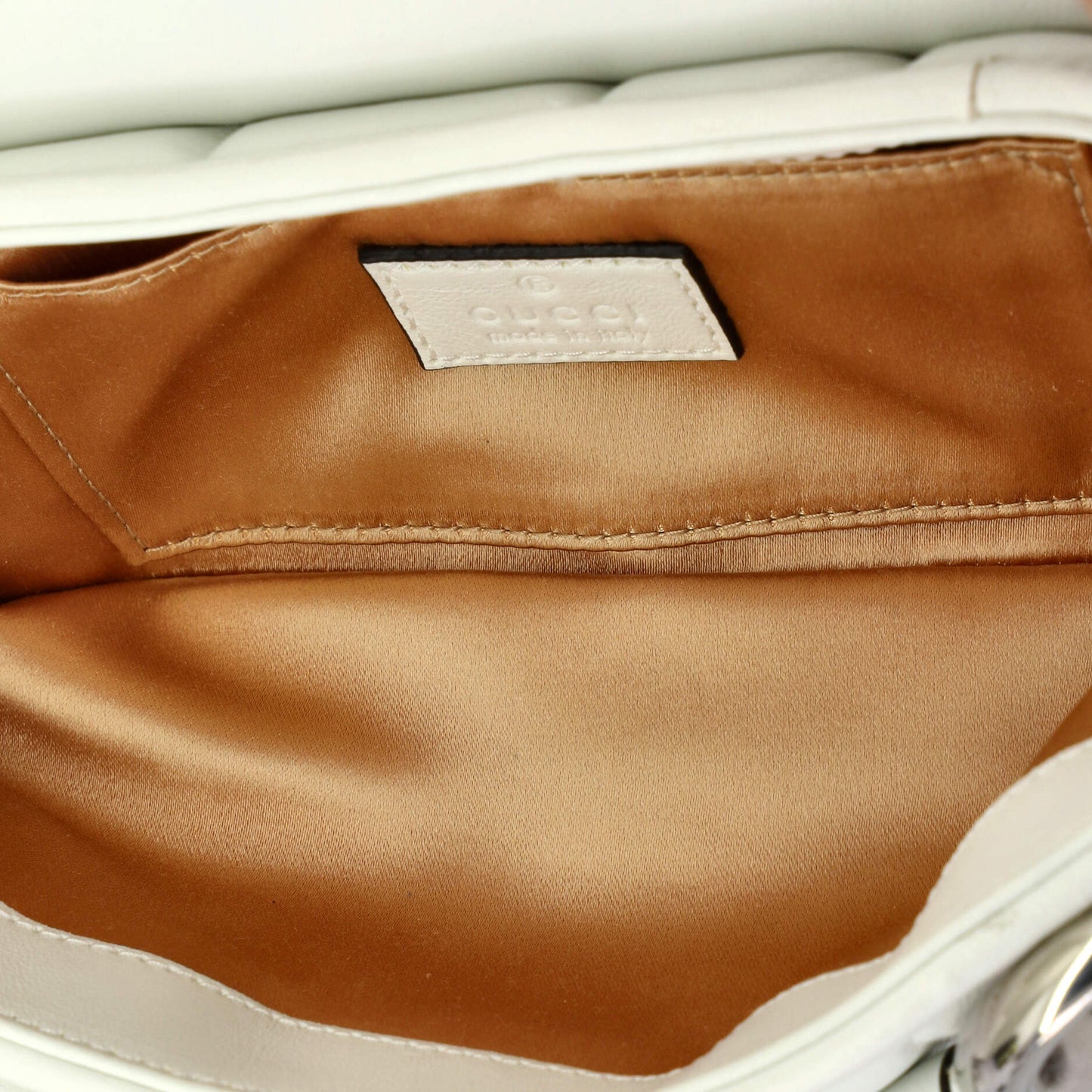 Horsebit Chain Shoulder Bag Vertical Quilted Leather Small