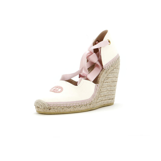 Women's Interlocking G Wedge Espadrilles Embroidered Canvas