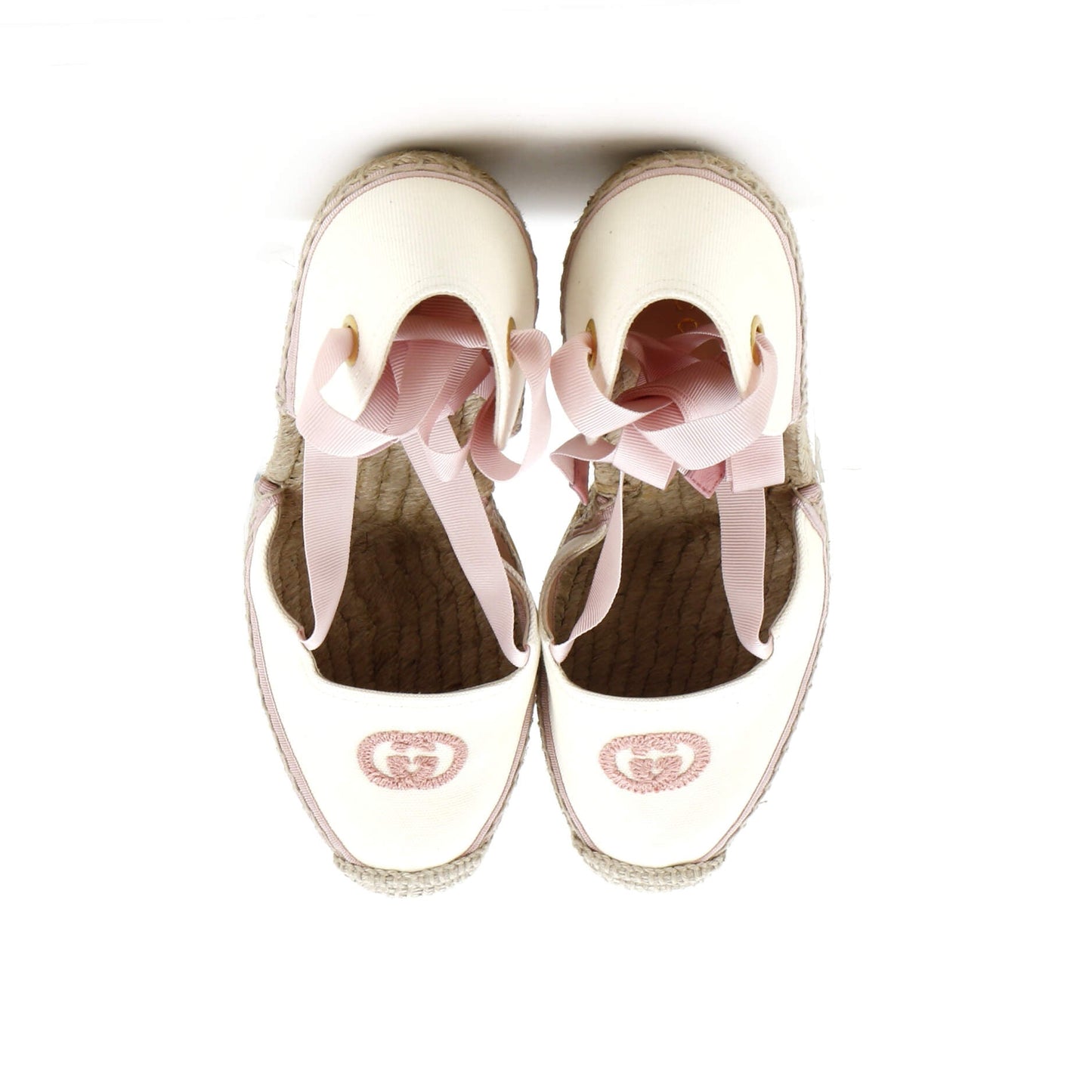 Women's Interlocking G Wedge Espadrilles Embroidered Canvas