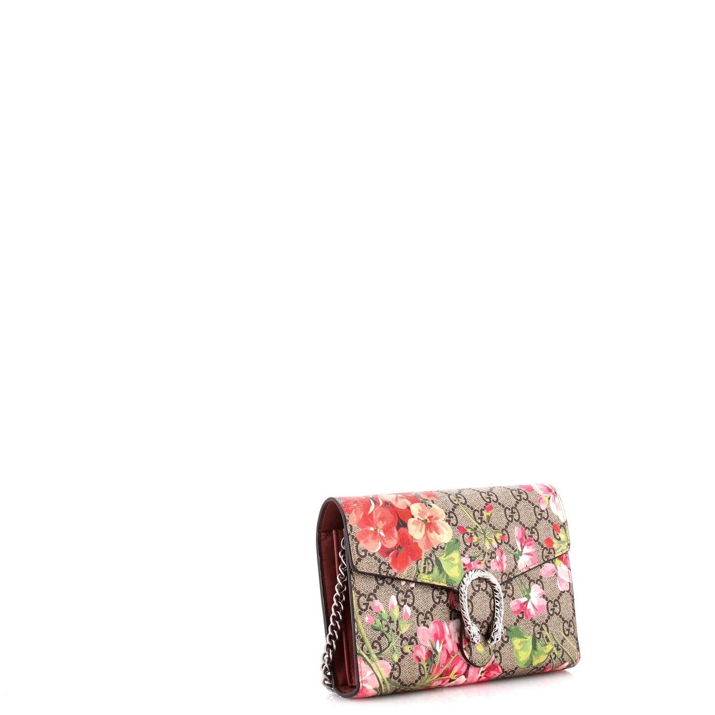 Dionysus Chain Wallet Blooms Print GG Coated Canvas Small