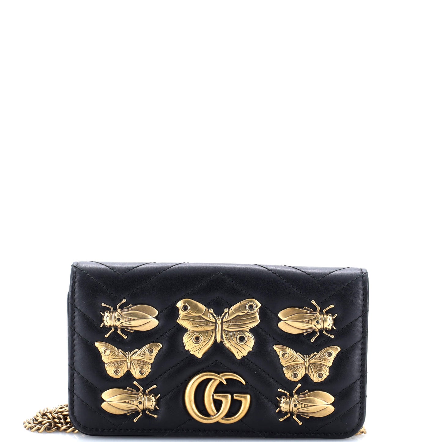 GG Marmont Chain Flap Bag Embellished Matelasse Leather Mini