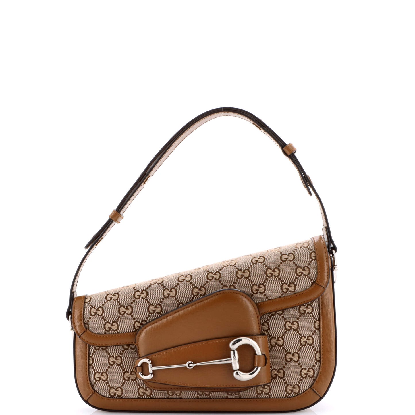 Horsebit 1955 Asymmetric Shoulder Bag GG Canvas with Leather Small