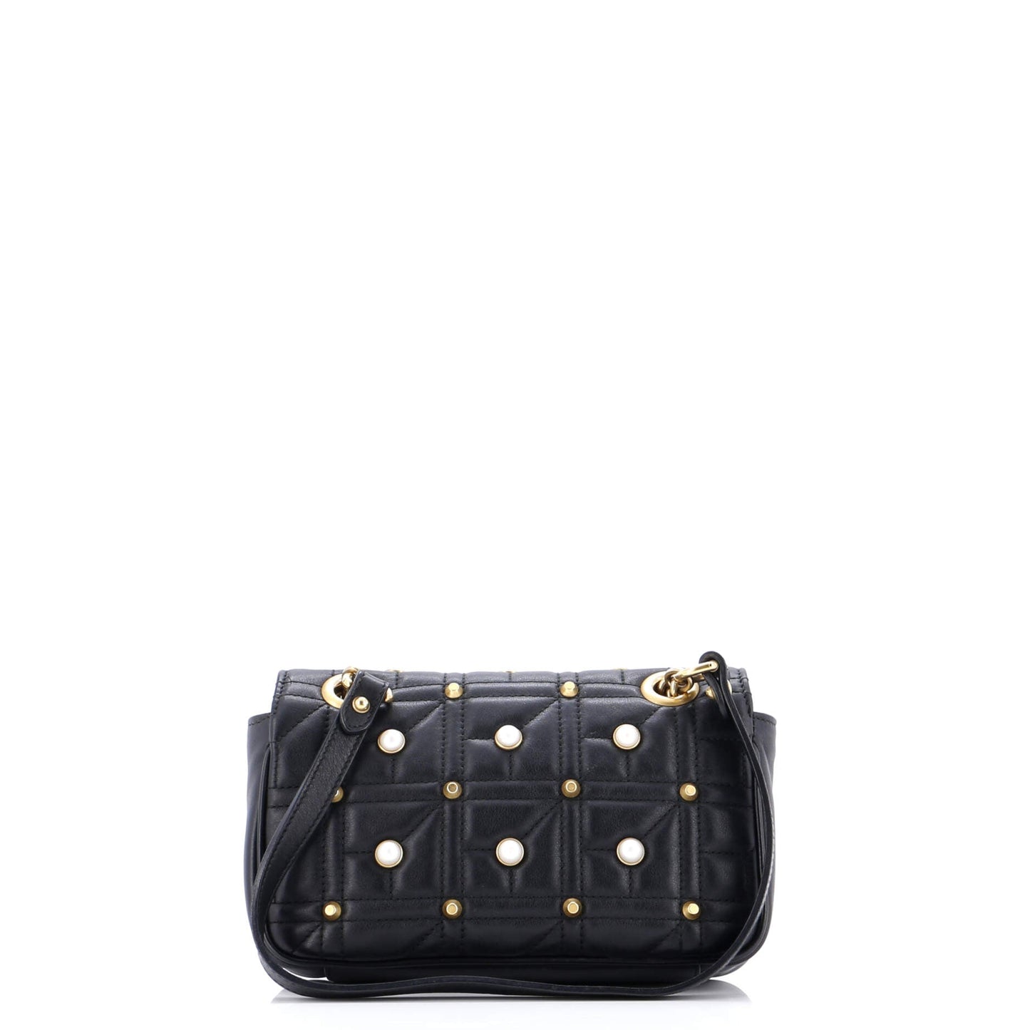 Pearly GG Marmont Flap Bag Embellished Matelasse Leather Mini