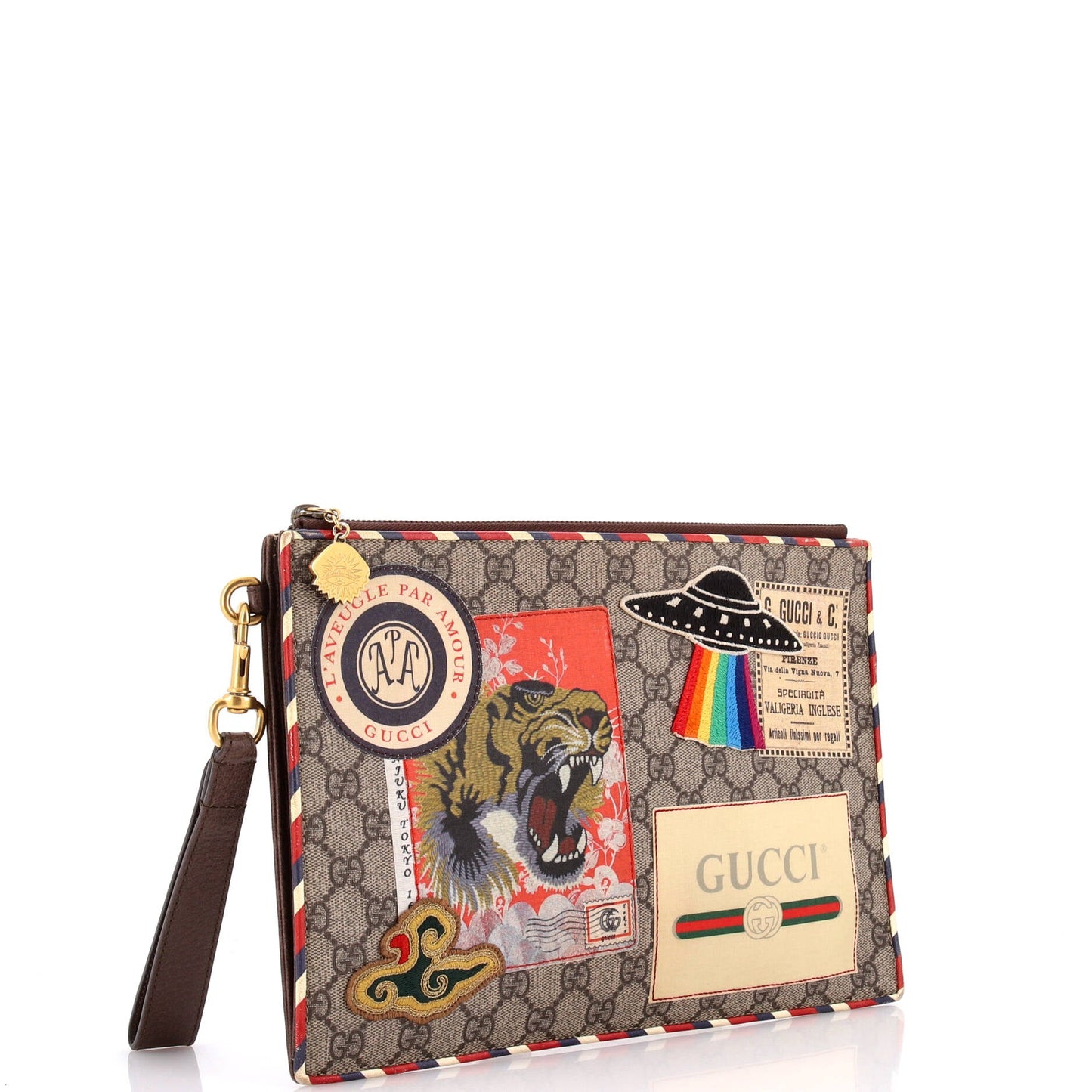 Courrier Pouch GG Coated Canvas with Applique