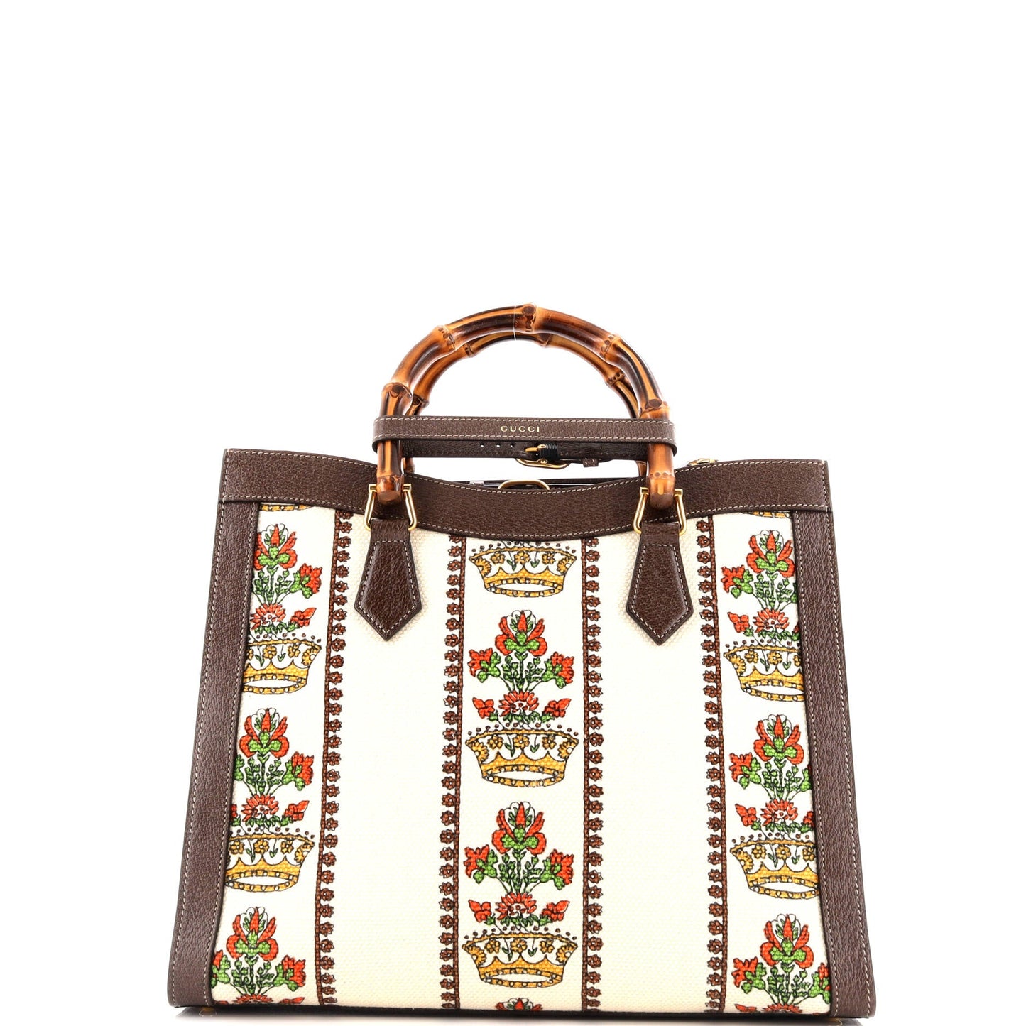 Diana NM Bamboo Handle Tote Printed Canvas Medium