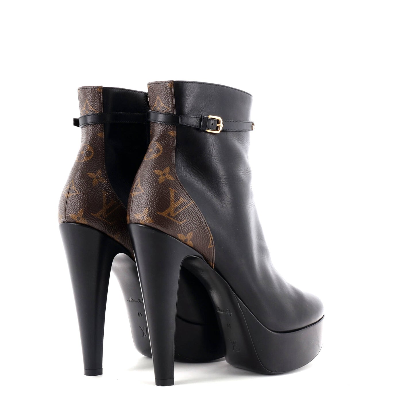 Women's Afterglow Platform Ankle Boots Leather with Monogram Canvas