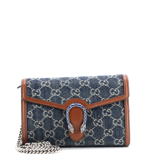 Dionysus Chain Wallet GG Denim Small