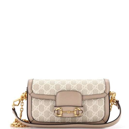 Horsebit 1955 Shoulder Bag GG Coated Canvas with Leather East West