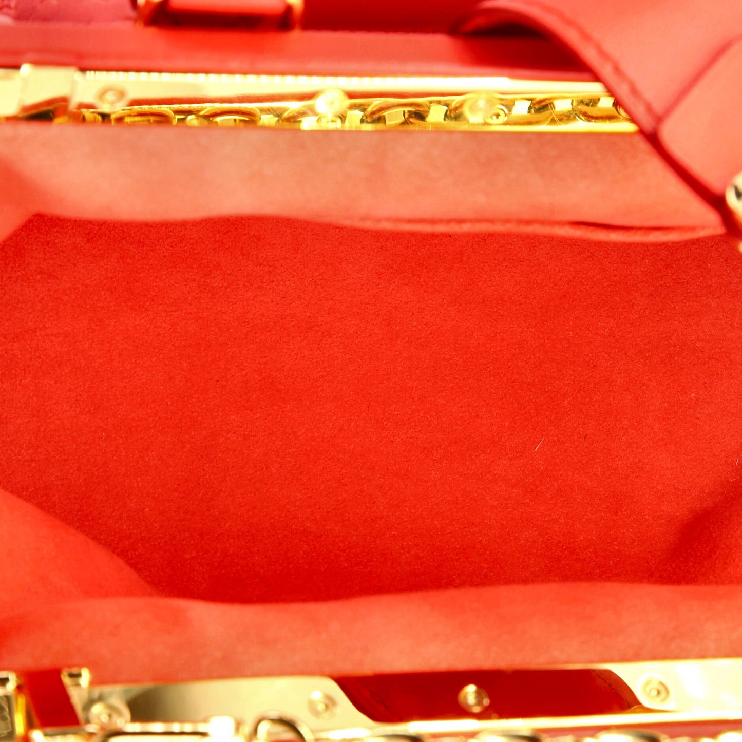 Top Handle Frame Clutch Nanogram Embossed Leather