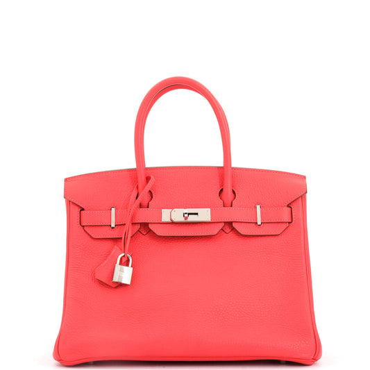Birkin Handbag Rose Jaipur Clemence with Palladium Hardware 30