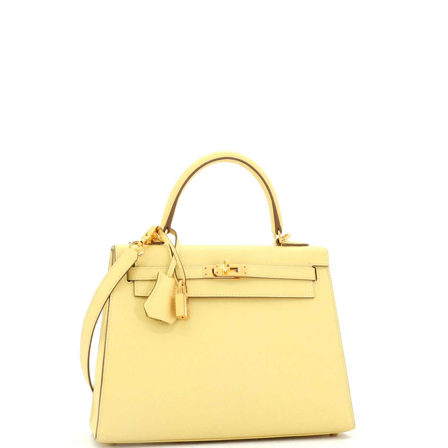 Kelly Handbag Jaune Poussin Epsom with Gold Hardware 25
