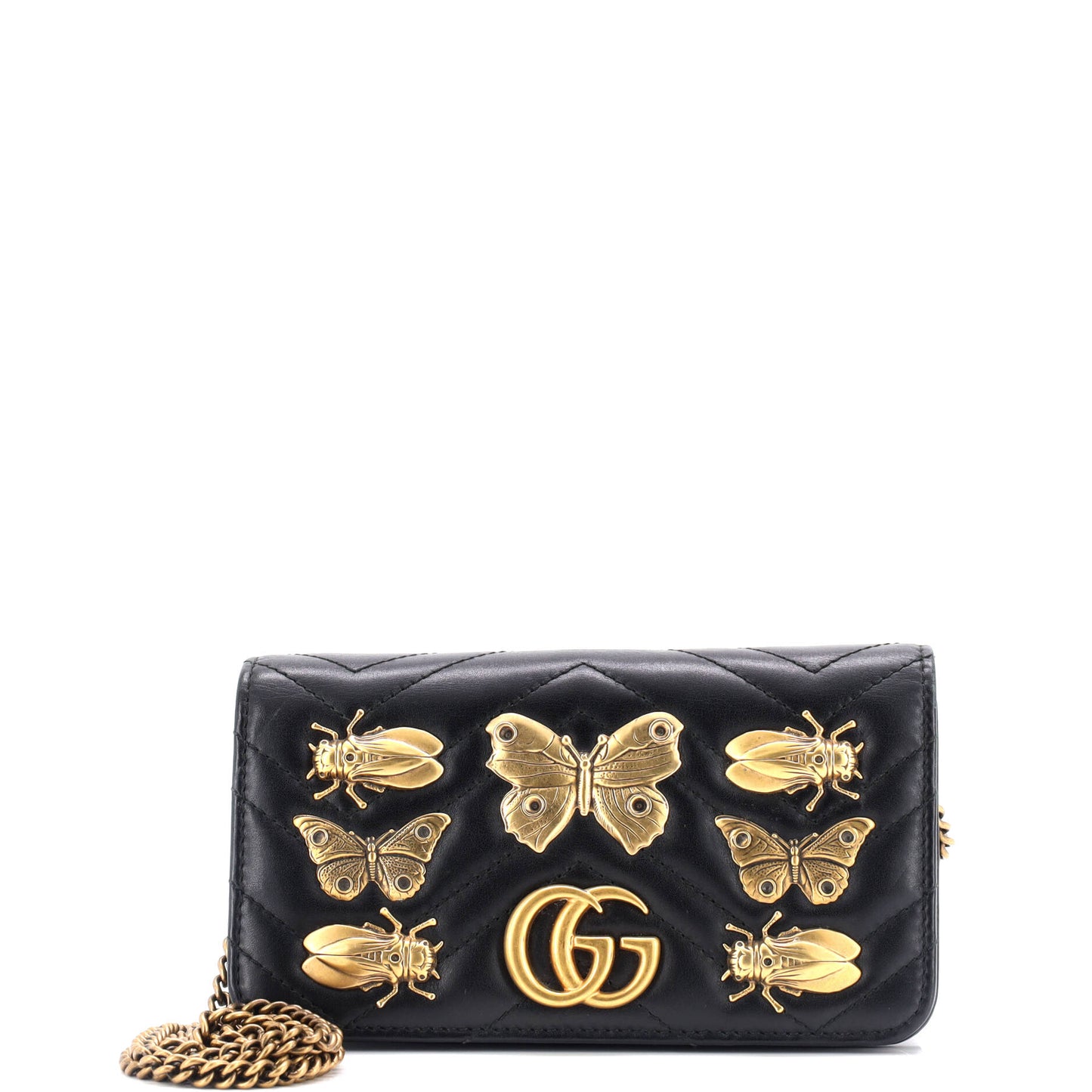 GG Marmont Chain Flap Bag Embellished Matelasse Leather Mini