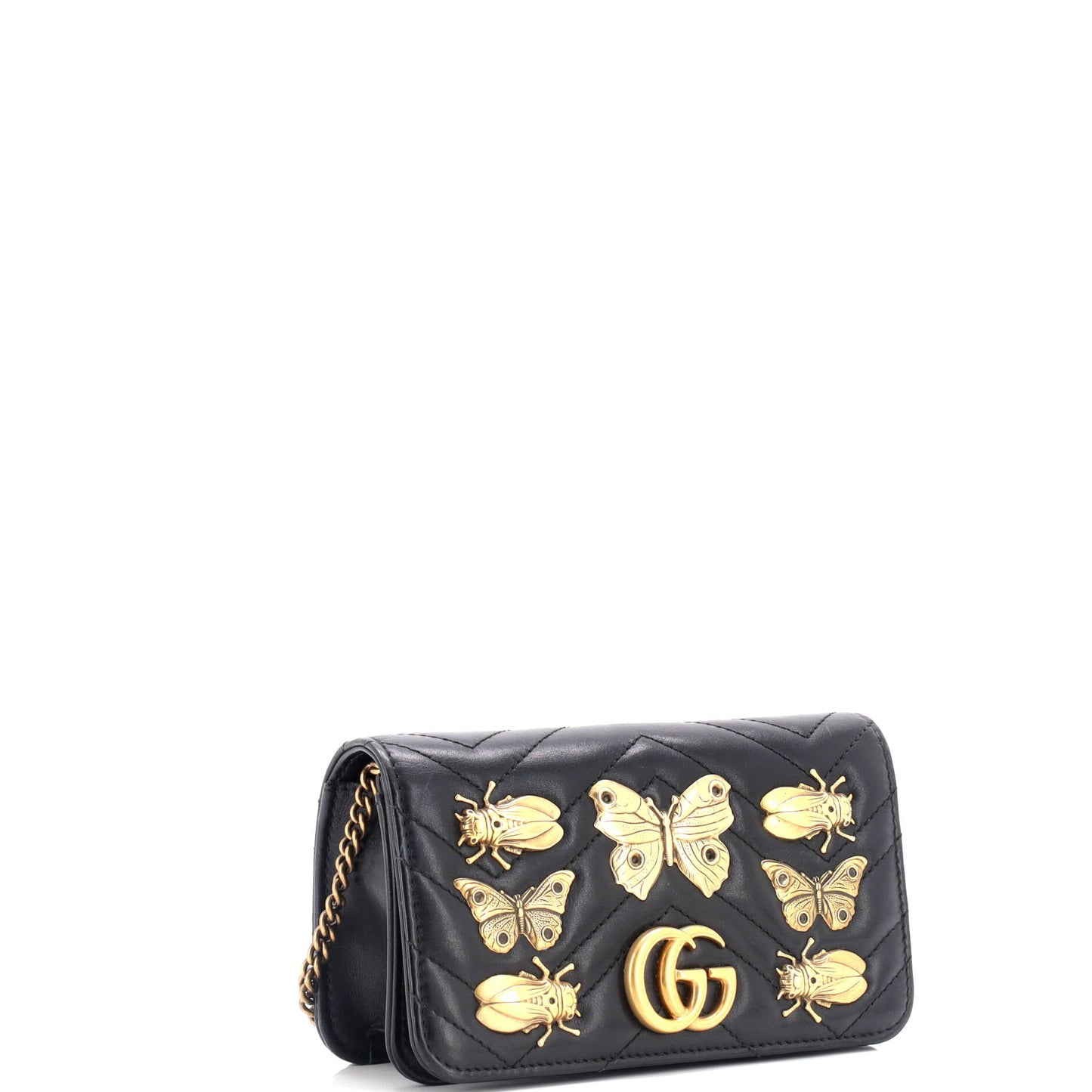 GG Marmont Chain Flap Bag Embellished Matelasse Leather Mini