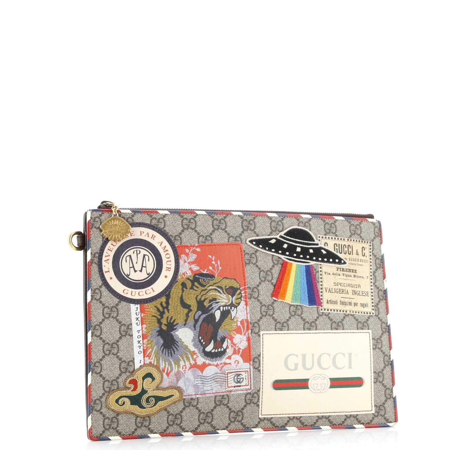 Courrier Pouch GG Coated Canvas with Applique