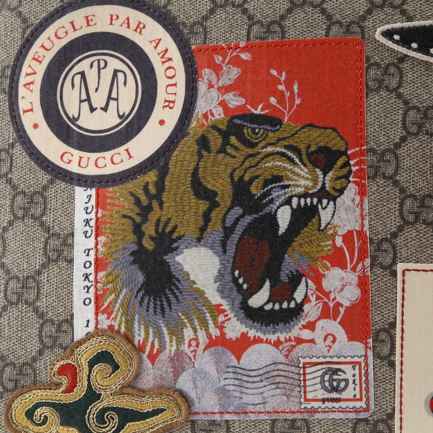 Courrier Pouch GG Coated Canvas with Applique