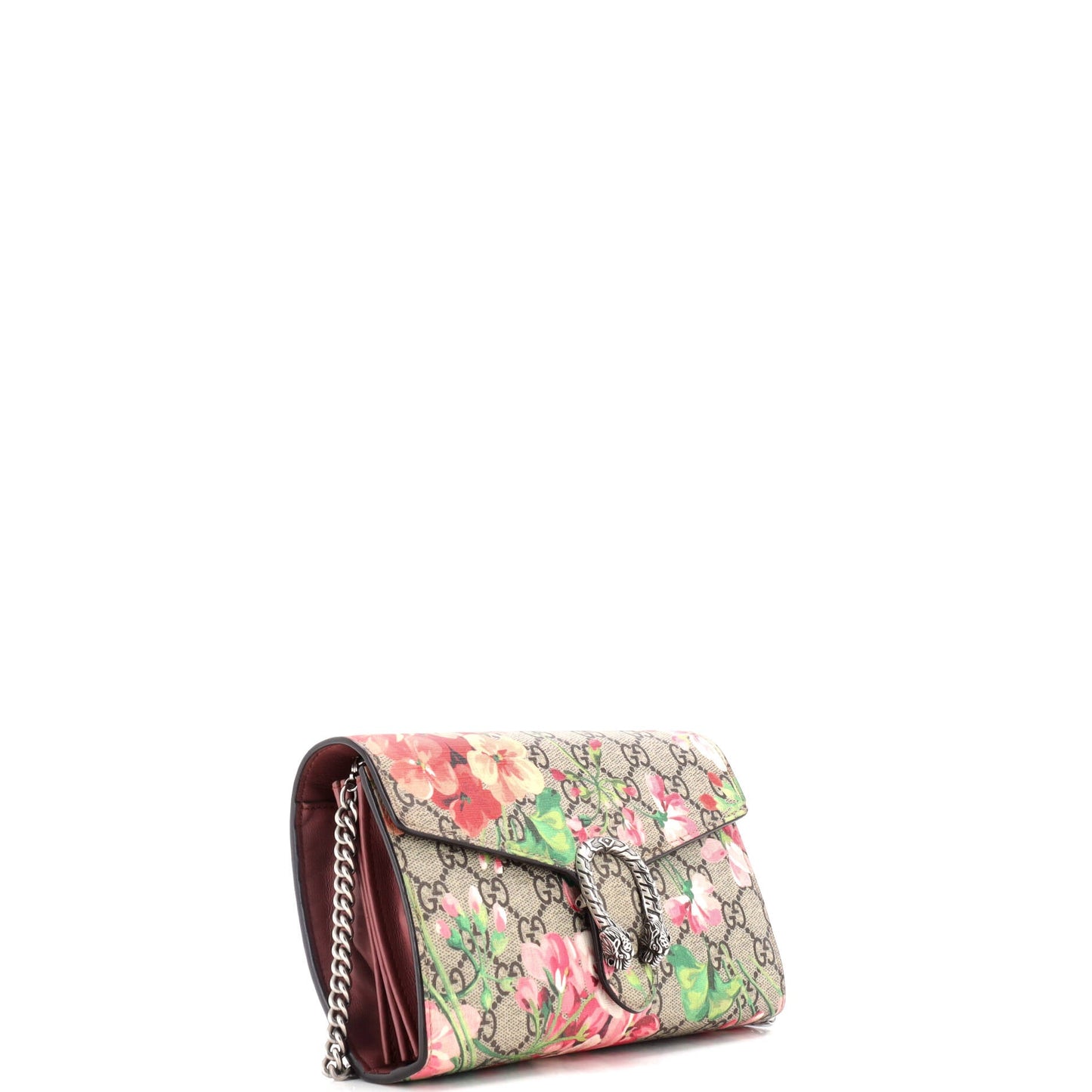 Dionysus Chain Wallet Blooms Print GG Coated Canvas Small