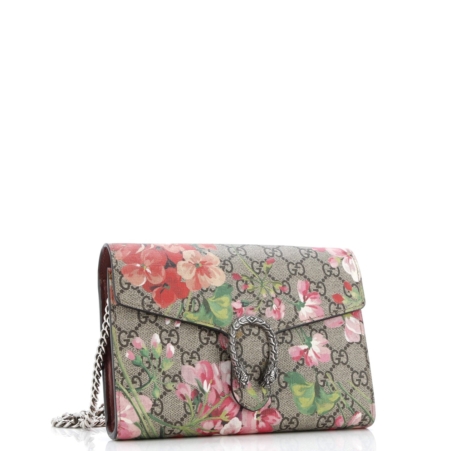 Dionysus Chain Wallet Blooms Print GG Coated Canvas Small