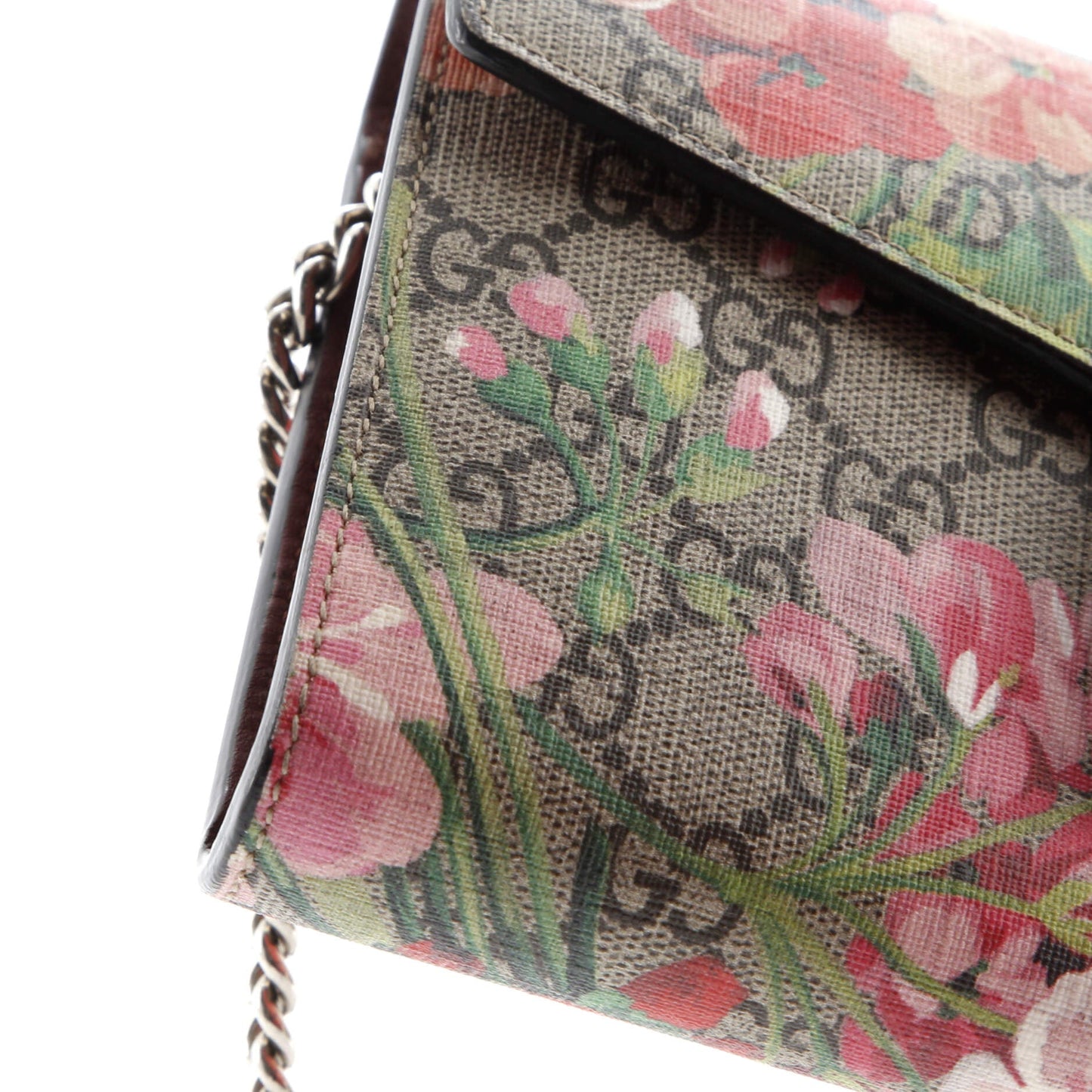Dionysus Chain Wallet Blooms Print GG Coated Canvas Small