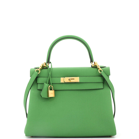 Kelly Handbag Vert Yucca Togo with Gold Hardware 28